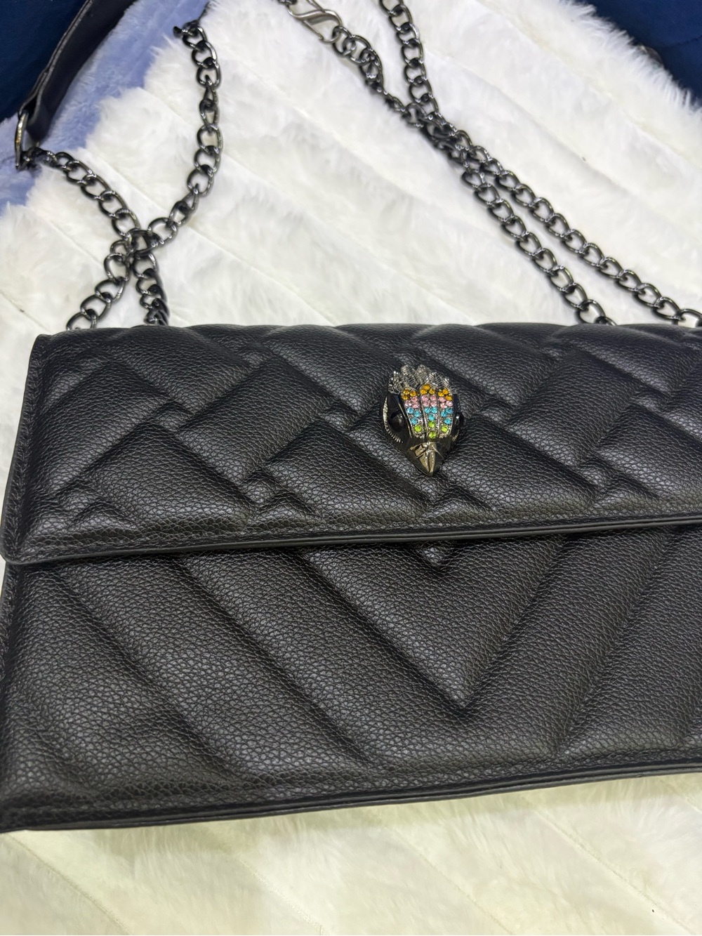 & Other Stories Black Quilted Crossbody Bag with Rhinestone Clasp